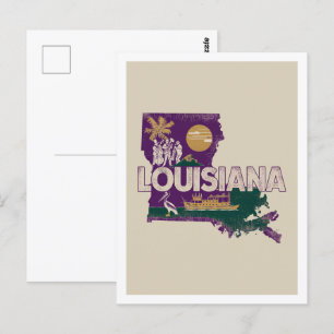 Louisiana Retro Travel Design Iconic US States Postcard