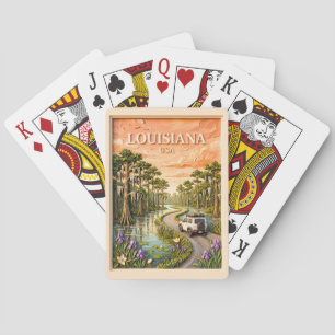 Louisiana Road Trip Vintage Bayou Swamp 3D Texture Poker Cards
