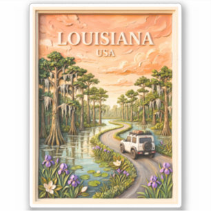 Louisiana Road Trip Vintage Bayou Swamp 3D Texture Sticker