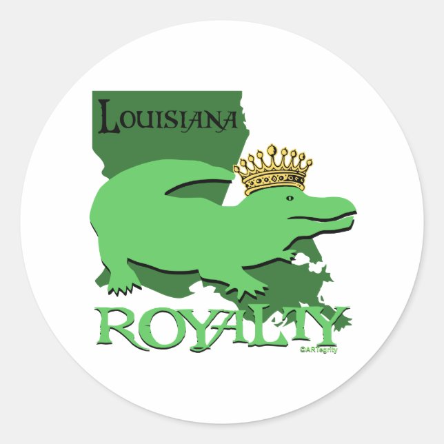 Louisiana Royalty (green gator) Classic Round Sticker (Front)