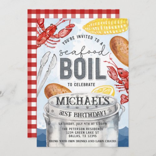 Louisiana Seafood Lobster Crab Boil Birthday Party Invitation