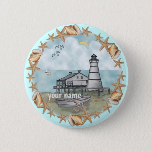 Louisiana Shells custom name pin button