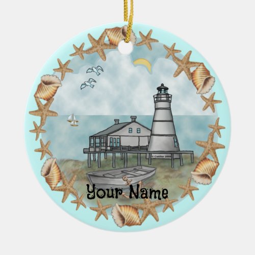 Louisiana Shells Lighthouse custom name Ornament