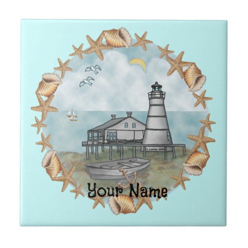 Louisiana Shells Lighthouse  custom name Tile