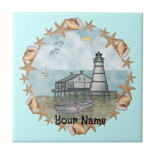 Louisiana Shells Lighthouse   Tile (Front)
