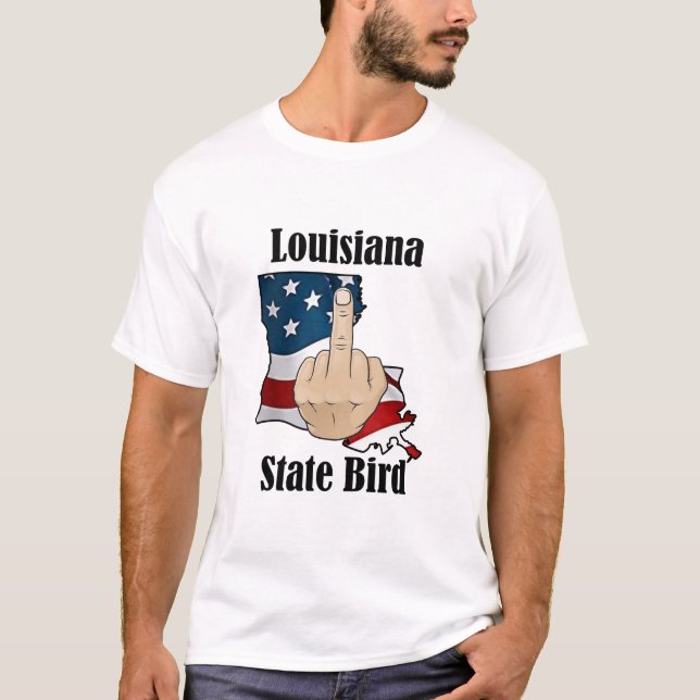 Louisiana state bird t-shirt middle finger flag (Front)