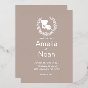 Louisiana State Destination Wedding Foil Invitation