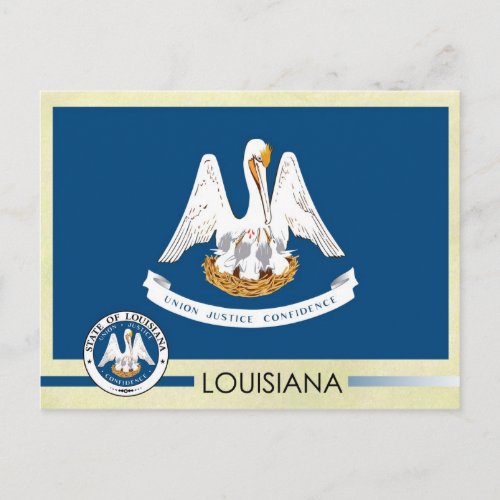 Louisiana State Flag and Seal Postcard