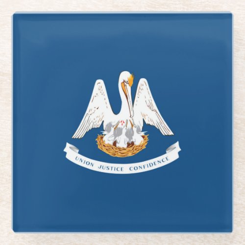Louisiana State Flag Design Decor Glass Coaster