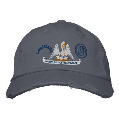 Louisiana State Flag Design Embroidered Baseball Hat