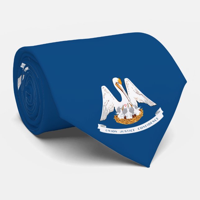 Louisiana State Flag Design Neck Tie (Rolled)