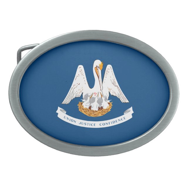 Louisiana State Flag Design Oval Belt Buckle (Front)