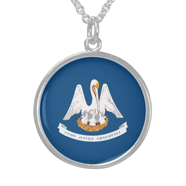 Louisiana State Flag Design Sterling Silver Necklace (Front)