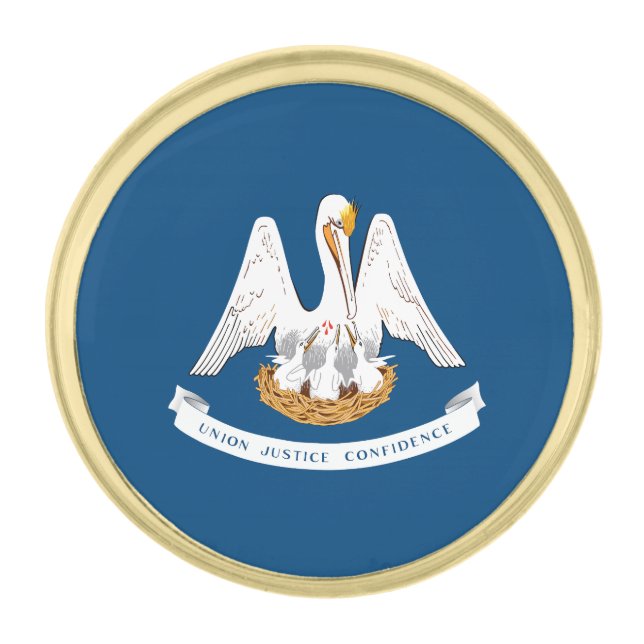 Louisiana State Flag Gold Finish Lapel Pin (Front)