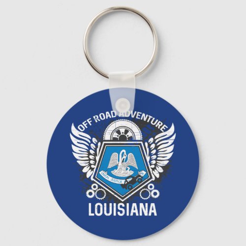 Louisiana State Flag Off Road Adventure 4x4 Keychain