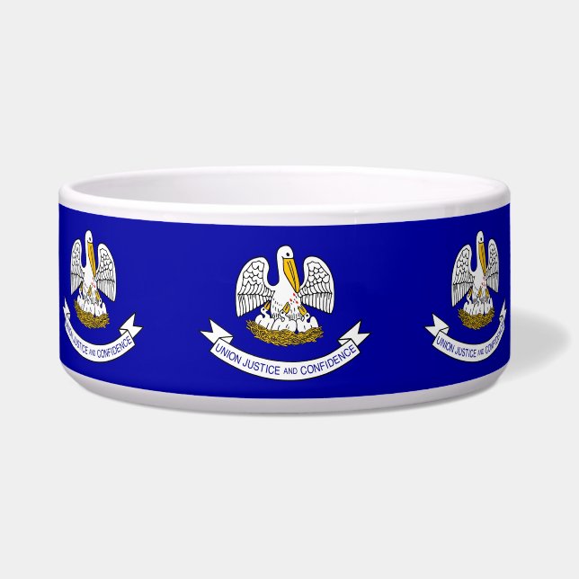 Louisiana State Flag Pet Bowl (Front)