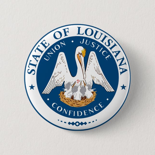 Louisiana state flag usa united america seal pinback button (Front)