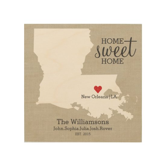 Louisiana State Map Custom Family Name Established Wood Wall Art