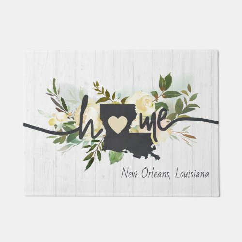 Louisiana State Personalized Your Home City Rustic Doormat