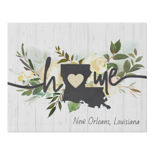 Louisiana State Personalized Your Home City Rustic Faux Canvas Print (Front)