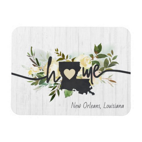 Louisiana State Personalized Your Home City Rustic Magnet