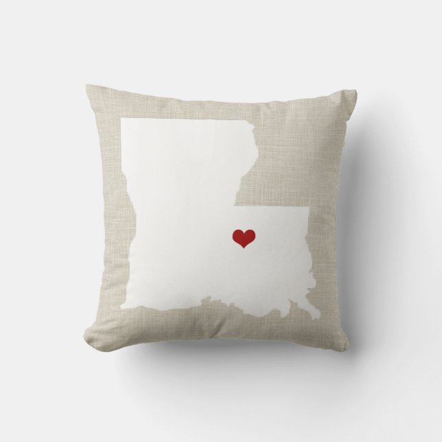 Louisiana State Pillow Faux Linen Personalized (Front)