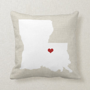 Louisiana State Pillow Faux Linen Personalized