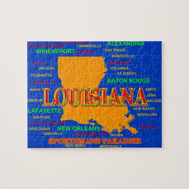 Louisiana State Pride Map Silhouette Jigsaw Puzzle (Horizontal)