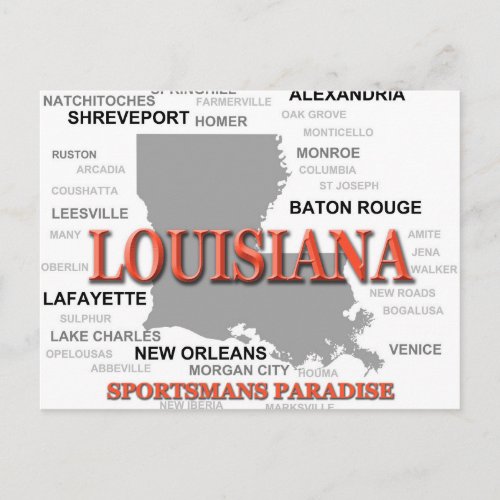 Louisiana State Pride Map Silhouette Postcard
