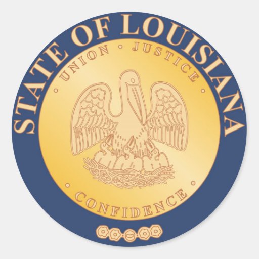 Louisiana State Seal and Motto Round Sticker