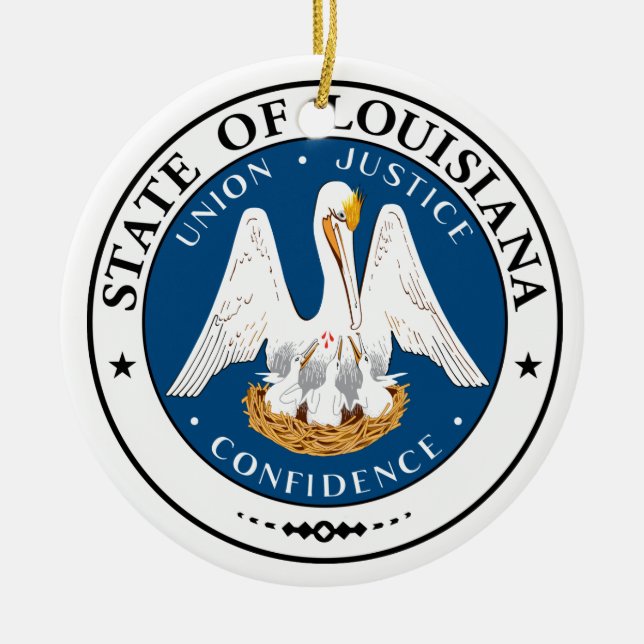 Louisiana State Seal Ceramic Ornament (Front)