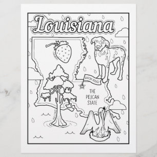 louisiana state shape and facts coloring page