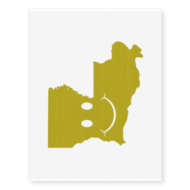 Louisiana State Shape Smiley Face Temporary Tattoos (Front)