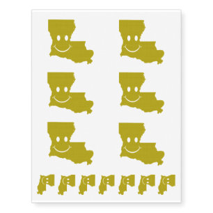Louisiana State Shape Smiley Face Temporary Tattoos