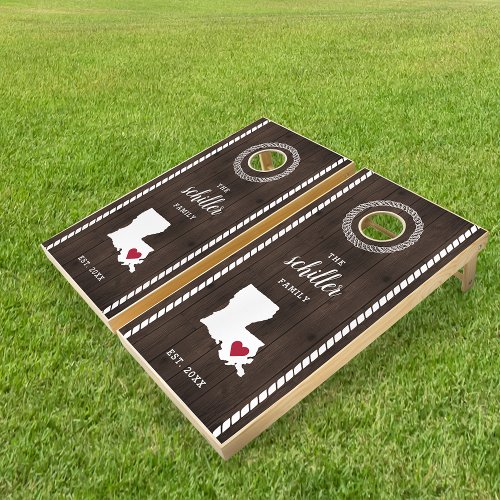 Louisiana State Silhouette Family Name Cornhole Set