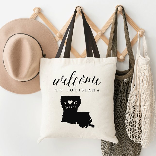 Louisiana State Silhouette Wedding Welcome Tote Bag (Creator Uploaded)