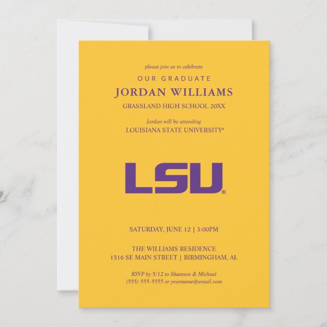 Louisiana State University Graduation Announcement (Front)