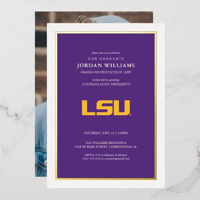 Louisiana State University Graduation Foil Invitation (Front/Back)