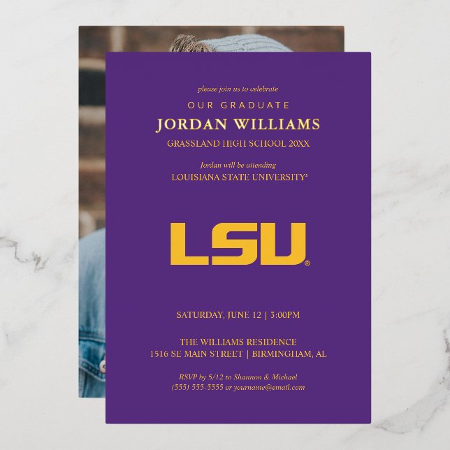 Louisiana State University Graduation Foil Invitation (Front/Back)