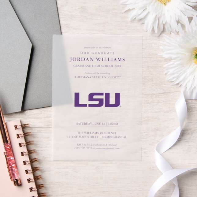 Louisiana State University Graduation Vellum Invitations (Wedding)