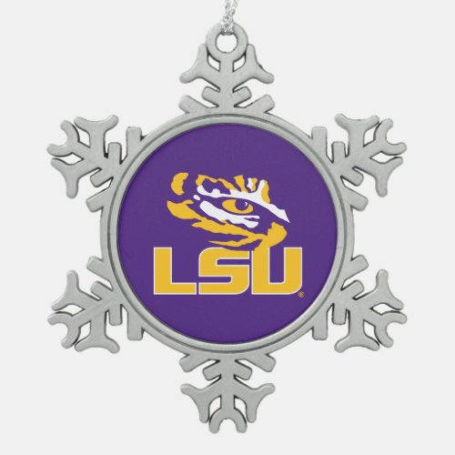 Louisiana State University  Tiger Eye Snowflake Pewter Christmas Ornament