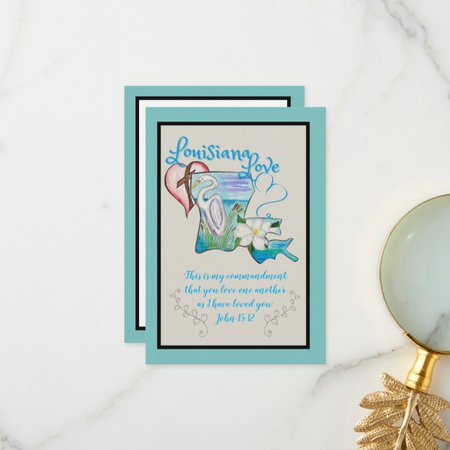 Louisiana State Watercolor Cards (Front/Back In Situ)