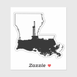 Louisiana State with Oil Drilling Rig Cutout Sticker
