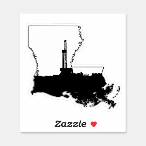 Louisiana State with Oil Drilling Rig Cutout Sticker