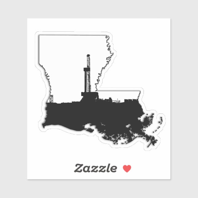 Louisiana State with Oil Drilling Rig Cutout Sticker (Sheet)