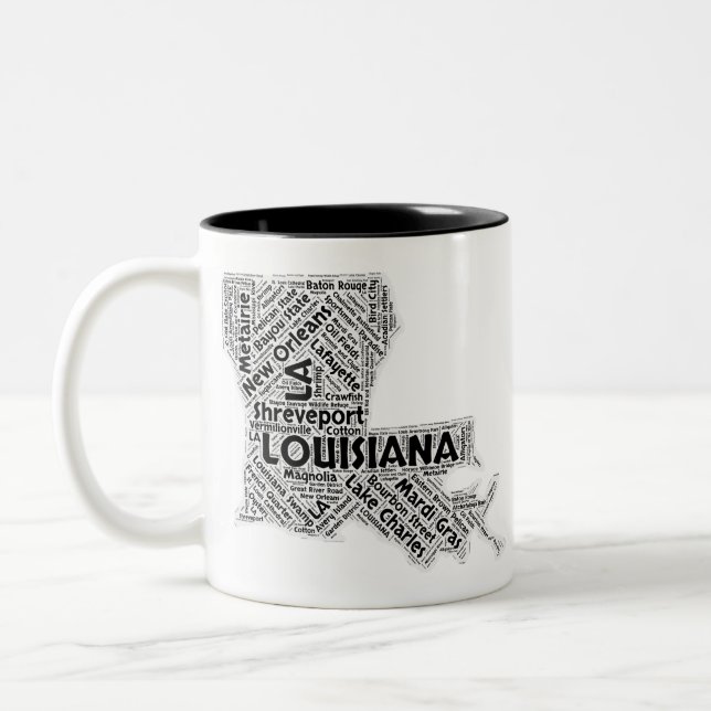 Louisiana State Word Cloud Two-Tone Coffee Mug (Left)