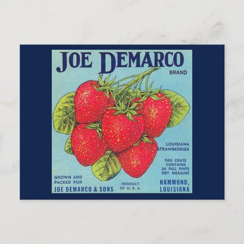 Louisiana Stawberry Crate Label Postcard