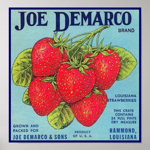Louisiana Stawberry Crate Label _ Poster