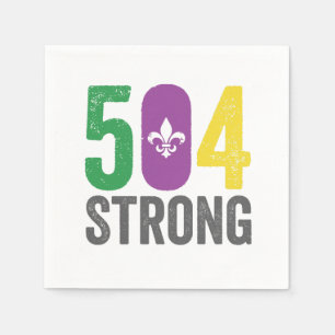 Louisiana Strong 504 NOLA Strong Mardi Gras  Napkins