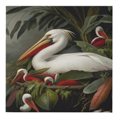 Louisiana Swamp A Red Pelican Faux Canvas Print